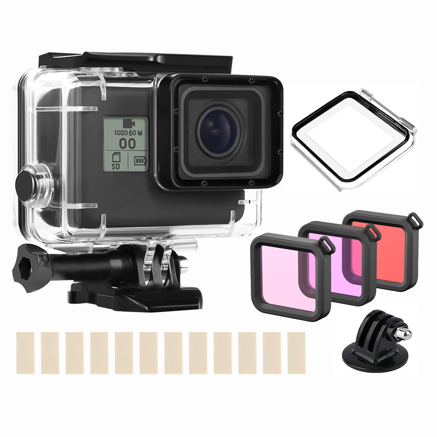 HONGDAK Action Camera Accessories for Gopro Hero 7 6 5 Black Kit with Waterproof Protective Housing Case Diving Filter Kit