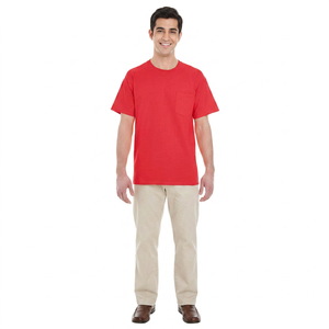 Camisetas de Hombre Más Vendidas al por Mayor, Color Rojo, Lisas, Talla Grande, Ropa de Verano, 100% Algodón, Manga Corta, Camisetas Casuales Lisas para Hombre 2023 - Product Image 1