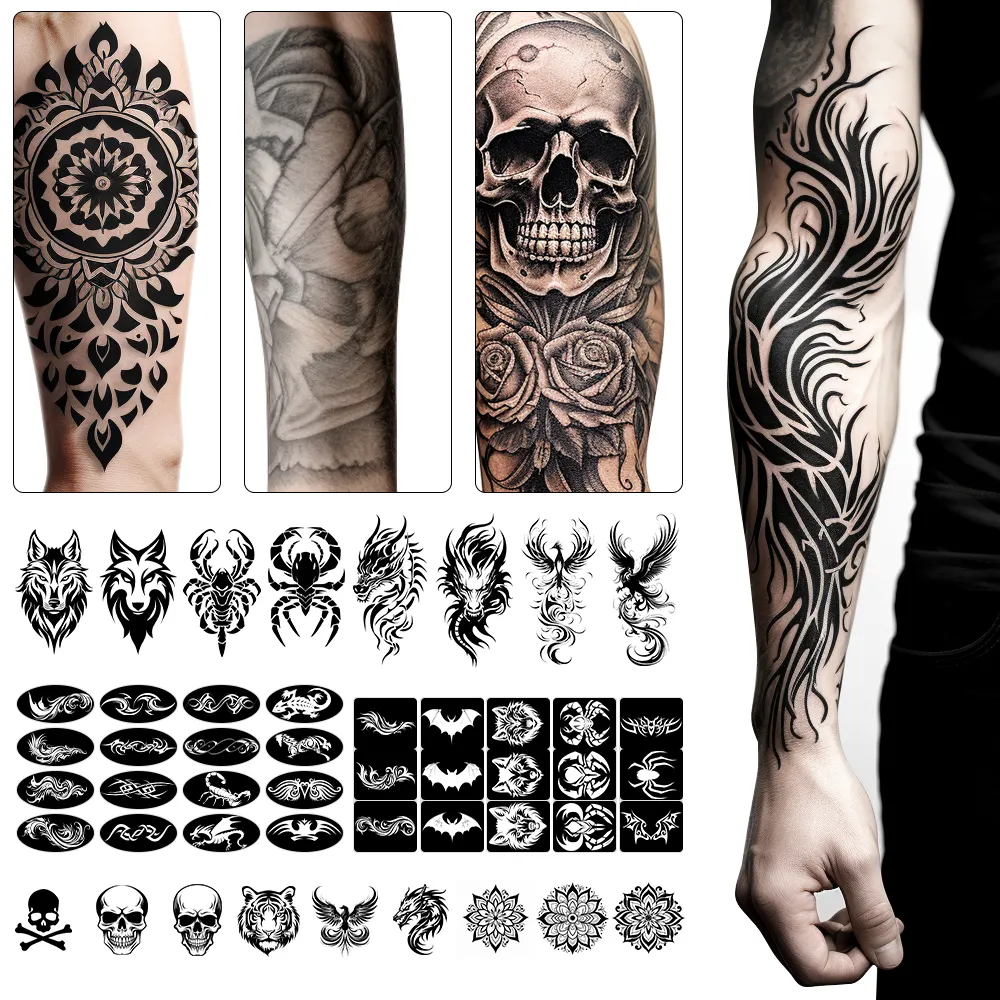 KHY Skull Airbrushing individuelles Malkit Kind Himmelnummern-Set temporäre Markierung für Mandala-Tattoo-Aufkleber Stencil