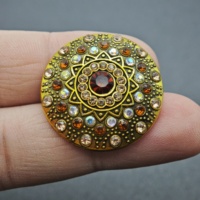 Boutons en métal ronds avec strass en gros, boutons fantaisie en alliage de zinc doré antique avec cristaux multicolores pour manteaux et vestes pour femmes