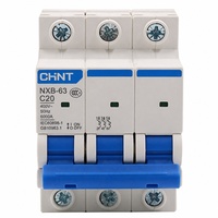 Interruptor Automático Miniatura CHINT NXB-63 C20A 3P 4P, Curva C, 20A 6kA, Grado de Protección IP20, Certificación CE CB, Stock de Fábrica