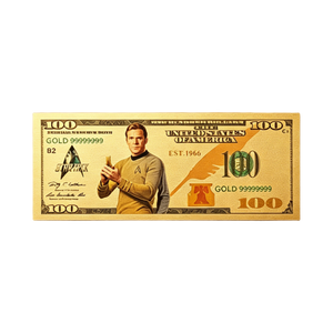 2 modèles de billets de banque dorés <span class=keywords><strong>Star</strong></span> <span class=keywords><strong>Trek</strong></span> America, billets de 100 dollars en feuille d'or, souvenirs pour la décoration et la collection, thème film. - Product Image 4
