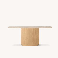 Table console scandinave moderne haut de gamme en acier inoxydable avec plateau en verre et piétement en bois, design asymétrique, pour salon, durable