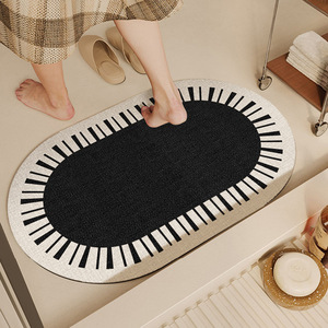 Alfombra de baño de forma ovalada, antideslizante, de secado rápido, absorbente, para uso doméstico, con diseño de color sólido. - Product Image 5