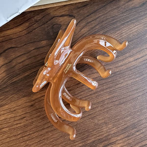 ชุดกรงเล็บขนปลาฉลามอะซิเตทขนาดใหญ่รูปผีเสื้อปลาหมึกสีน้ำตาลสไตล์เกาหลีสำหรับผู้หญิง - Product Image 4