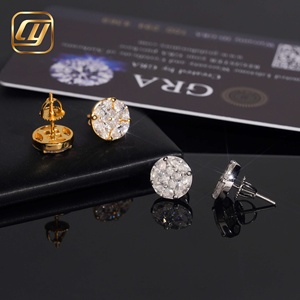 Pendientes de tuerca redondos de moissanita VVS con halo, de plata de ley 925, tipo diamante, al por mayor, para uso diario femenino, joyería fina - Product Image 3