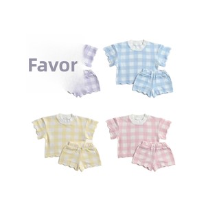 2026 Approvisionnement direct transfrontalier, Source usine, Ensemble d'été pour enfants, T-shirt pull à rayures col rond en coton doux et léger, style nordique pour bébé - Product Image 3