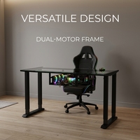 Bureau de jeu en aluminium AOR en gros avec design moderne, plateau en verre transparent, support pour ordinateur, hauteur réglable et extensible