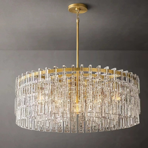 Lampadario Moderno a LED in Ottone Dorato con Cristalli, Illuminazione Decorativa per Soggiorno e Sala da Pranzo - Product Image 2