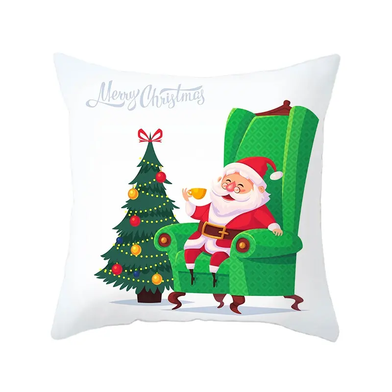 Mode jour de noël décor Vintage taie d'oreiller personnalisé maison Art décor housse de coussin joie père noël neige dessin animé housse de coussin