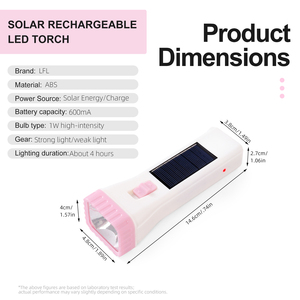 Solar LED Flashlight Portable Camping Torch Waterproof ABS Handheld Light for Portable Rechargeable Camping Hiking Light outdoor - Product Image 4