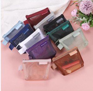 מיני רוכסן איפור רשת רשת קוסמטיקה שקיות אחסון עבור אוזניות כרטיס אשראי שפתון מתנה תיק - Product Image 5