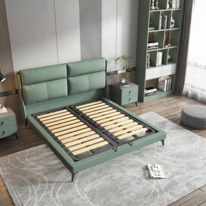 Elegantes Camas de plataforma doble con iluminación de cuero, muebles de dormitorio completos, Modernas, 1,5/1,8 m - Product Image 3