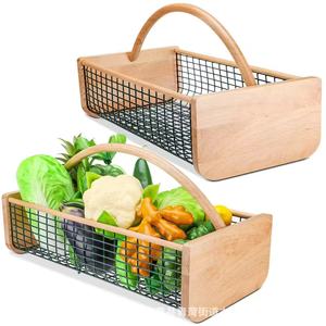 Fruit And <b>Vegetable</b> Storage Basket Rectangle With Handle Kitchen Organizer For Food Container - Product Image 5