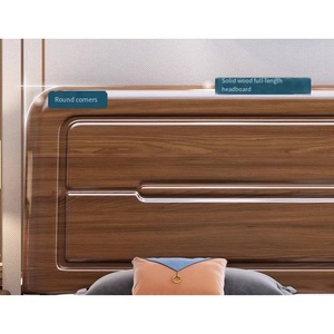 Cama de madera de nogal de fábrica china, cama doble tamaño King, estructura de cama de madera maciza Q5, muebles de dormitorio, cama doble, estructura de cama. - Product Image 3