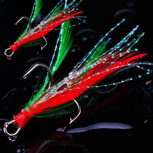 Acier à haute teneur en carbone avec paillettes de plumes Triple crochet Triple crochet résistant à la corrosion adapté à la pêche en eau salée ou en rivière - Product Image 4