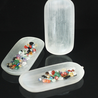 Ornement de plaque de bol en sélénite, cristal de quartz sculpté ovale irrégulier, cadeau pour un ami, bureau chambre salon décoration de la maison