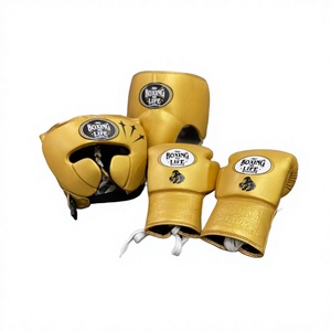 Ensemble de boxe personnalisé No Boxing No Life : Gants de boxe, protège-tête, rouge et or, à lacets, pour entraînement complet des doigts, pour adultes, avec protège-guêtres, Winning Boxing - Product Image 3