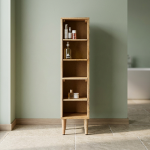 Estante de Baño Moderno de Madera de Teca de 5 Niveles con Patas Inclinadas - Product Image 3
