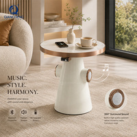 Table basse musicale sans fil intelligente avec haut-parleur intégré, plateau en pierre frittée de 12 mm, mobilier moderne pour salon, vente en gros d'usine