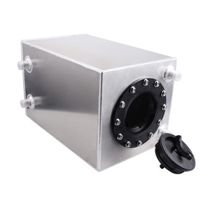 Réservoir de carburant universel en aluminium de 3 gallons (12 L), réservoir de carburant rectangulaire avec bouchon à dégagement rapide, port AN8/AN10, argent noir - Product Image 3