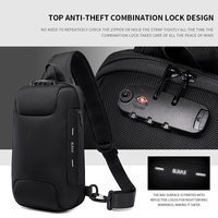 Sac de poitrine en polyester imperméable antivol grande capacité, sac à bandoulière pour homme, sports de plein air, trajets quotidiens, vente en gros
