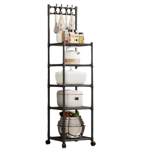 Estante de Almacenamiento Metálico de Cocina de 5 Niveles, Tipo Torre, No Plegable, con Ruedas, Soporte Móvil para Horno de Microondas y Utensilios de Cocina - Product Image 1