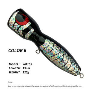 Nuovo OEM Popper in legno richiamo fatto a mano pesca a traina <span class=keywords><strong>esche</strong></span> da pesca richiamo di legno 120g 19cm esca artificiale Top richiamo d'acqua legno - Product Image 2