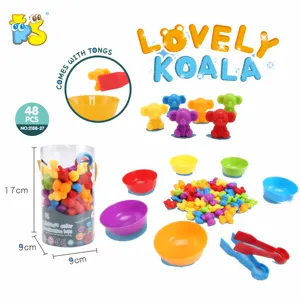 KS montessori educational baby toy rainbow counting koala toy color sorting cards matching set