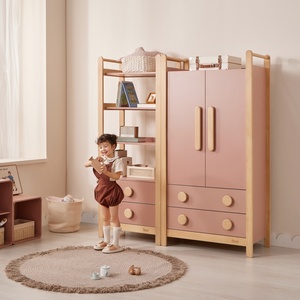 Boori setelan lemari pakaian anak portabel, lemari pakaian kayu 2 pintu, desain lemari pakaian anak kamar tidur bayi dengan 2 laci - Product Image 2