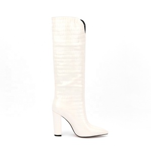 Open Knee Shaft Chunky Heel <b>Boots</b> Pointy Toe Stone Print Shoes 2022 Autumn Winter Slip-on Warm <b>Boots</b> for Lady Size 47 - Product Image 5
