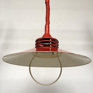 Vintage Red Metal Pendant <b>Lamp</b> Industrial Style Ceiling Mount Round Shape Durable <b>Kitchen</b> Home Decor - Product Image 1