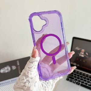 Glitter Clear TPU+<b>PC</b> 3 in 1 Magnetic Phone Case for iPhone 17Pro Max Air 16 15 14 13 12 <b>Wireless</b> Charging Shockproof Bling Cover - Product Image 2