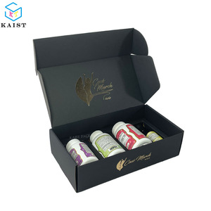 Customizable Black Corrugated Mailer <strong>Box</strong> with Paper Insert, Health Supplement Packaging for Vitamins &amp; <strong>Wellness</strong> Products - Product Image 3