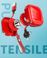 Câble de charge rétractable en forme de croix 3 en 1, charge rapide avec support de lanière, rangement facile, synchronisation des données universelle, logo personnalisé