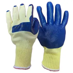 Heavy Rubber Latex Gloves with Poly-Cotton Liner Anti-Cut Anti-Slip Tear & Puncture Resistant-for Protective Workwear