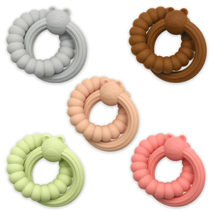 BHD venta al por mayor divertido Arco Iris Color silicona suave bebé mordedores recién nacido dentición juguetes conjunto BPA libre calmante cuentas pulsera anillo - Product Image 4