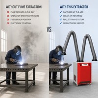 Collecteur de fumée de soudage industriel à bras flexible nervuré en acier au carbone pour atelier de soudage multi-positions entre postes de travail