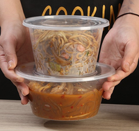 Boîte à lunch jetable en plastique PP avec couvercle, étanche et résistante à l'huile, compatible micro-ondes, réutilisable, pour le bureau et les plats à emporter