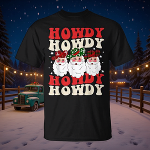 T-shirt rétro de Noël Cowboy Santa Howdy Rodeo Western Xmas - Product Image 3