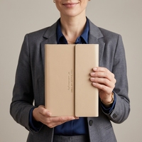 Carnet de planification en cuir PU beige, couverture rigide, reliure cousue, journal imprimé avec texte en anglais, pour le bureau, l'école, cadeau