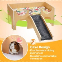 Grand mobilier multifonctionnel en bois pour animaux de compagnie : hamac pour cochon d'Inde, cage à hamster à 2 niveaux, maisonnette pour petit lapin