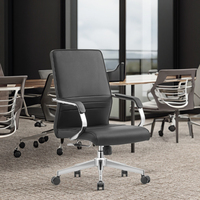 Chaise de bureau moderne pivotante de direction avec dossier en forme d'échelle réglable en hauteur, en cuir synthétique, confortable