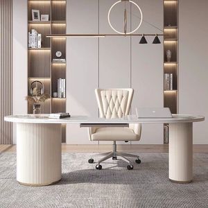 Bureau d'<span class=keywords><strong>ordinateur</strong></span> moderne en pierre blanche avec 3 tiroirs et un tiroir à dossiers pour le mobilier de bureau à domicile - Product Image 5