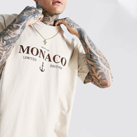T-shirt surdimensionné beige uni en coton 100% de haute qualité, édition limitée Monaco, taille plus, avec logo personnalisé pour l'impression