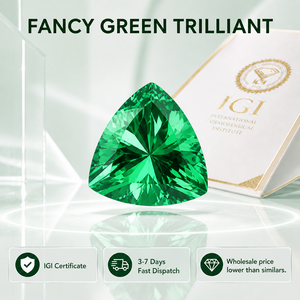 Trillion Lab Grown Fancy Vivid Green VS1 EX Corte Pulido Dureza 10/10 Certificado IGI para Fabricación de Joyas - Product Image 2
