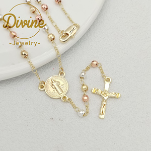Collar de Rosario Religioso de Latón de Alta Calidad, Chapado en Oro de 14K, con Cuentas de Circonio de 4mm, para Mujeres y Niños, Ideal para Fiestas - Product Image 4