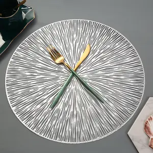 2023 Wholesale Customized Hotel Supplies Charger Plate Hollow Round Hot Stamping PVC Placemats Coasters For Dining Table Luxury