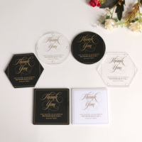 Sous-verres hexagonaux en acrylique personnalisés avec estampage à chaud doré, sous-verres ronds et carrés, cadeau de mariage