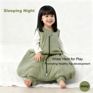 OEM organik bambu bebek giyilebilir kundak battaniyesi uyku çantası battaniye kolsuz yürümeye başlayan uyku çantası 2 yönlü fermuar bebek uyku tulumu - Product Image 5